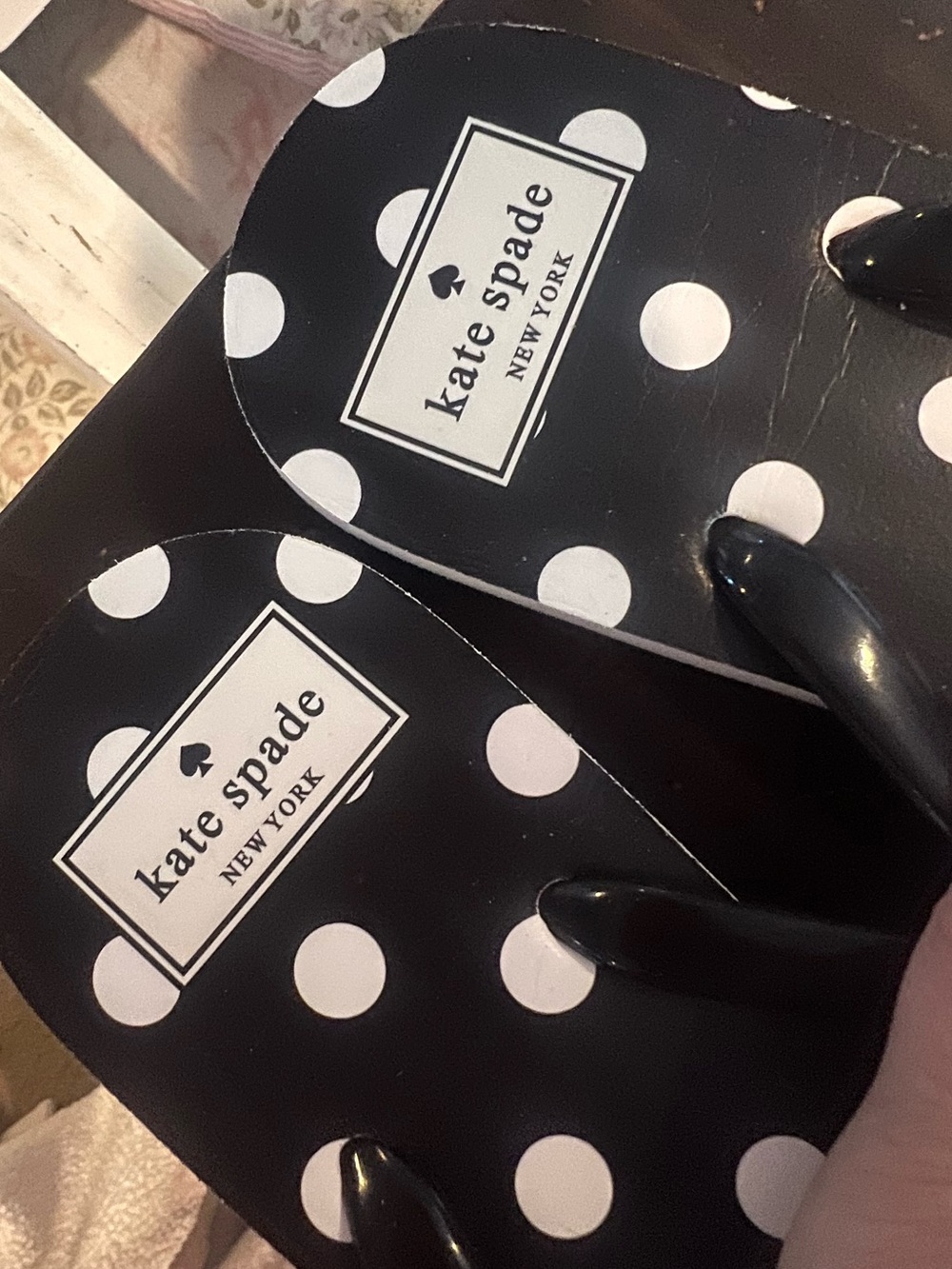 Kate Spade Nadine Polka Dot Flip Flops 🖤🤍 - Picture 6 of 11